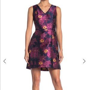 Julia Jordan sleeveless Aline dress, navy purple, 10